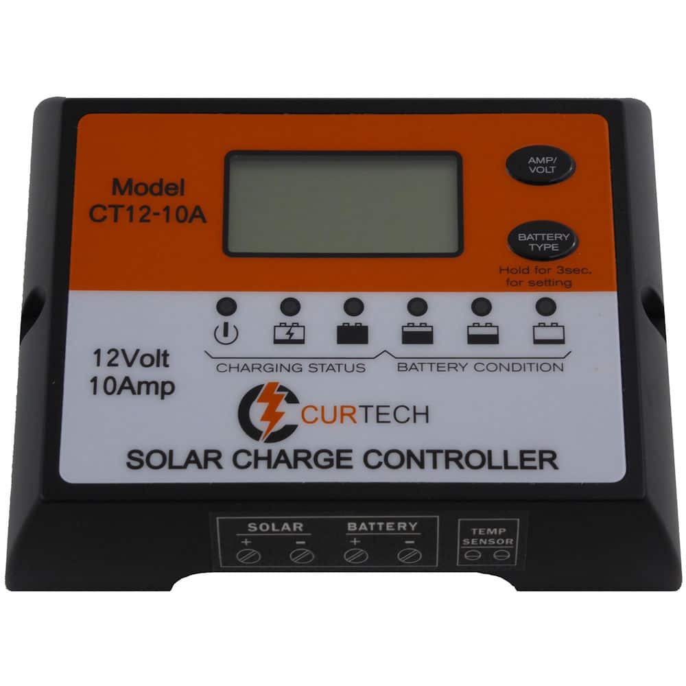 Curtech 12V Water Resistant LCD Solar Charge Controller / Regulator